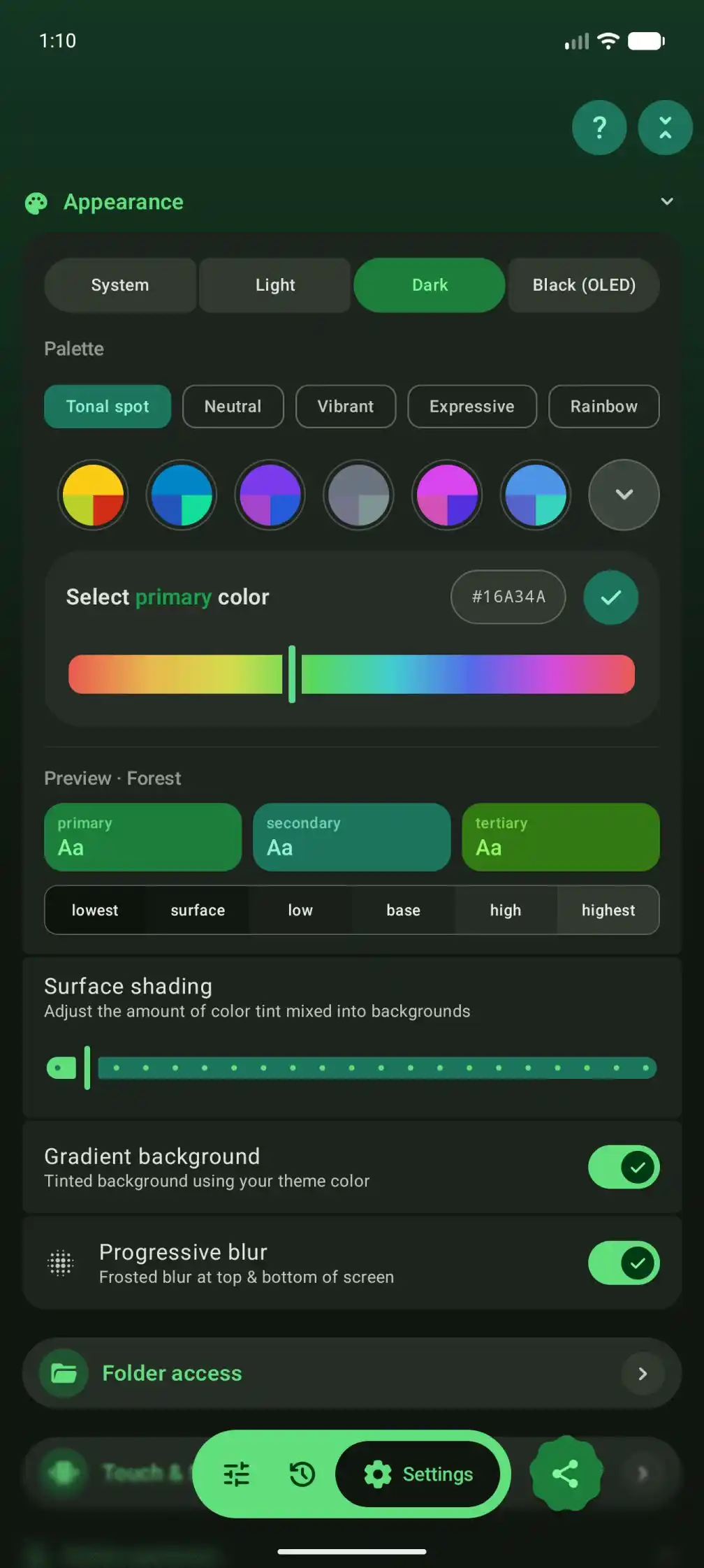 A powerful theme engine with gradients and blur, giving you full control over the look.